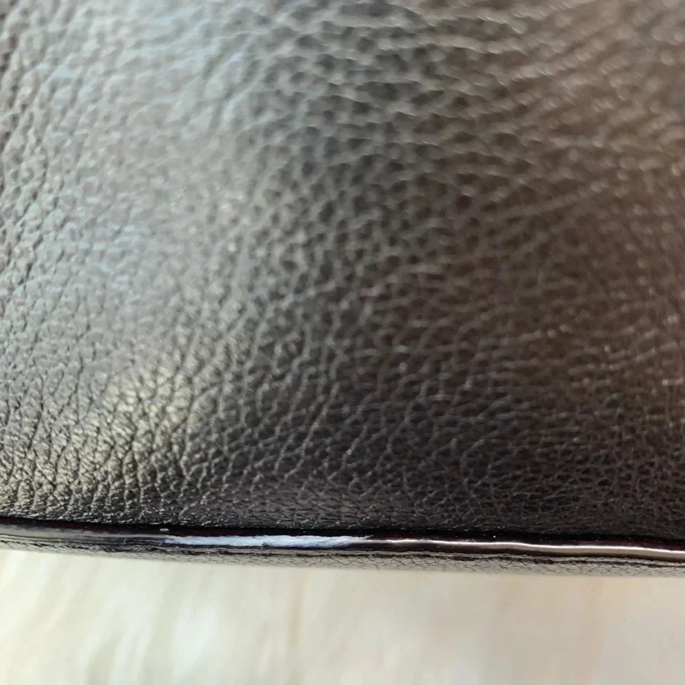 Kate Spade New York Matte Black Leather Bag Crossbody Zip Top Tote Handle Pleat